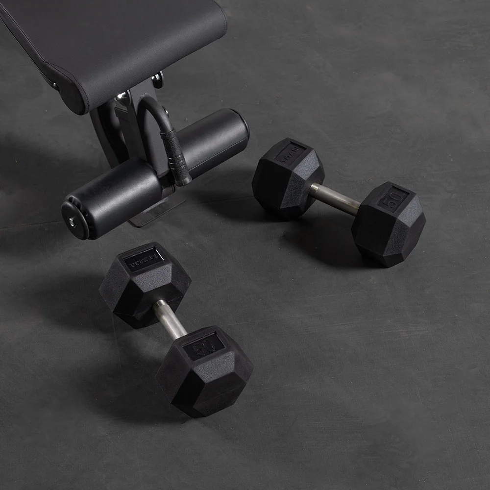 100 LB Straight Stainless Steel Hex Dumbbells - Image 2