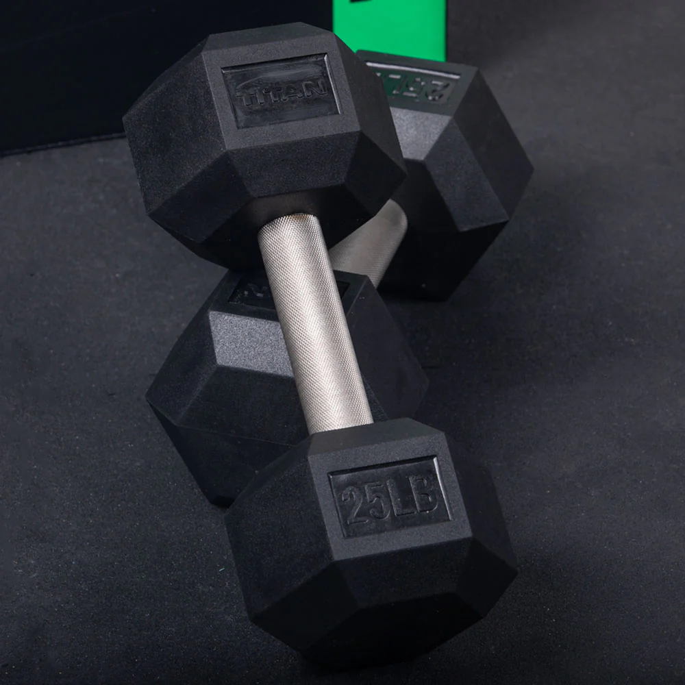 45 LB Straight Stainless Steel Hex Dumbbells - Image 5