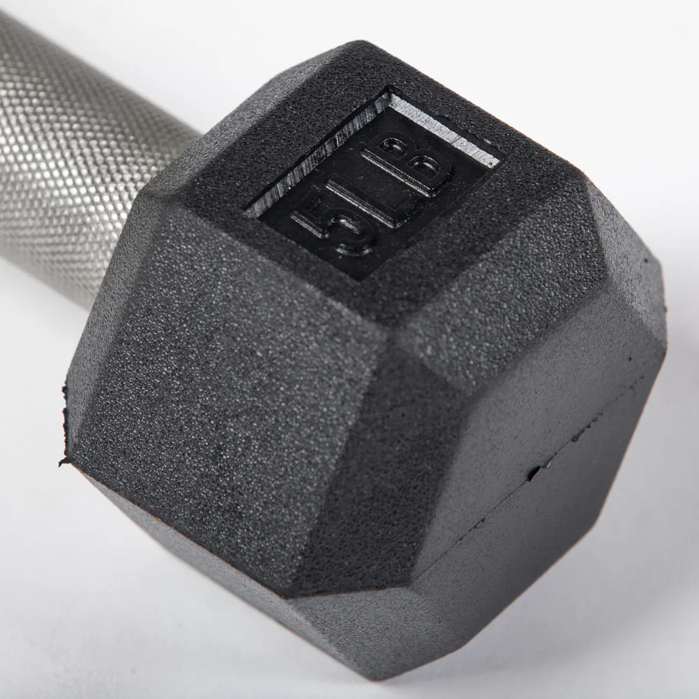 5 LB Straight Stainless Steel Hex Dumbbells - Image 3