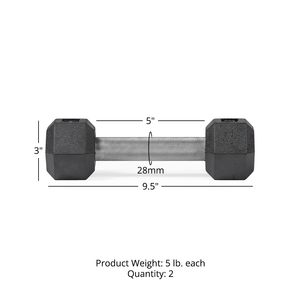 5 LB Straight Stainless Steel Hex Dumbbells - Image 6