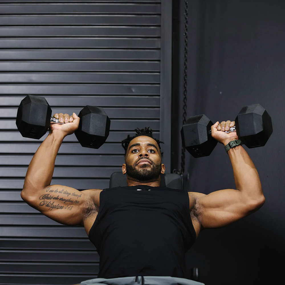 85 LB Rubber Hex Dumbbells - Image 3