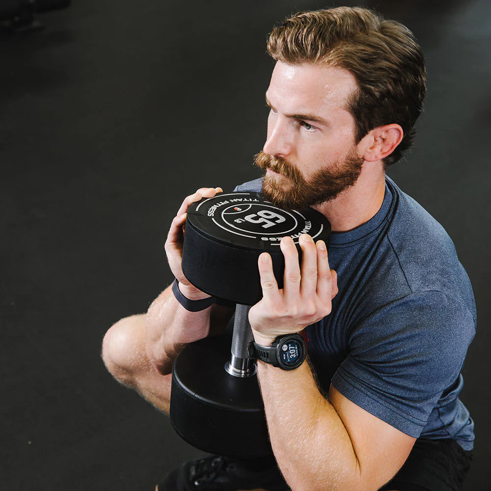 95 LB Pair Round Urethane Dumbbells - Image 5