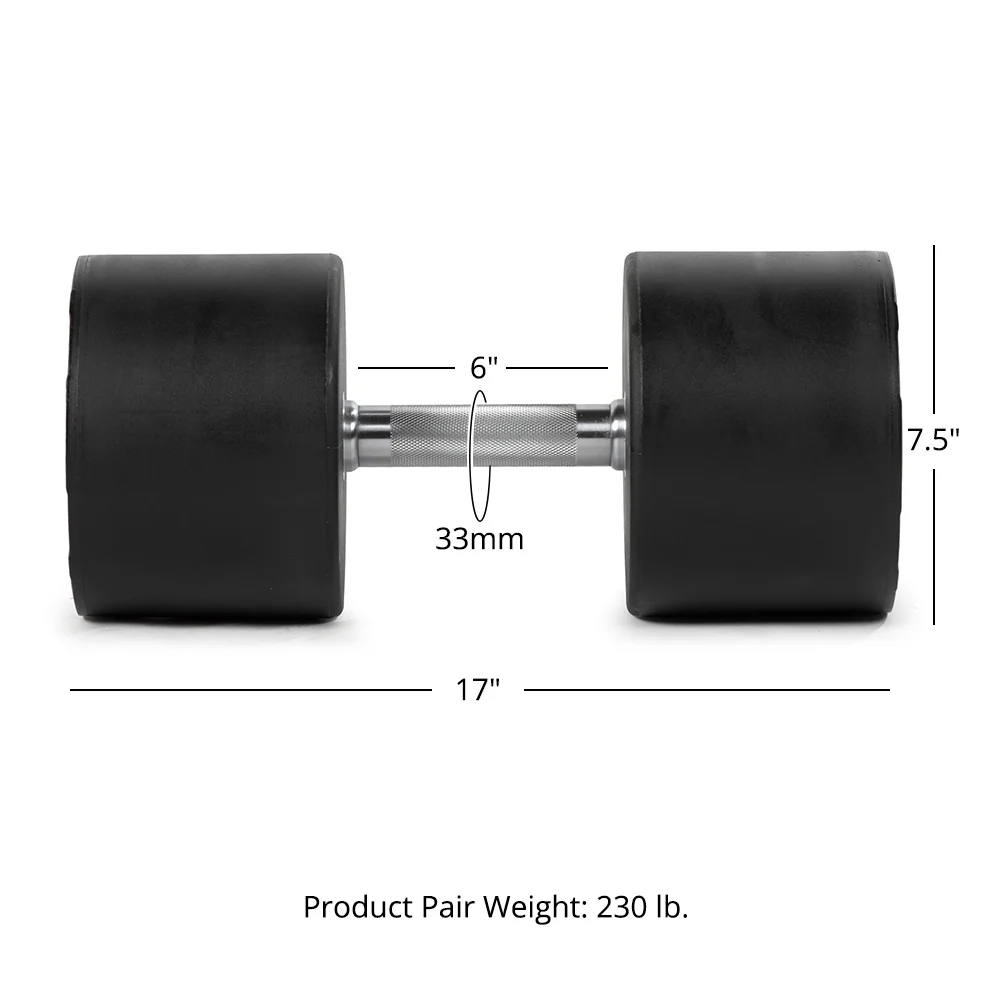 115 LB Pair Round Urethane Dumbbells - Image 8