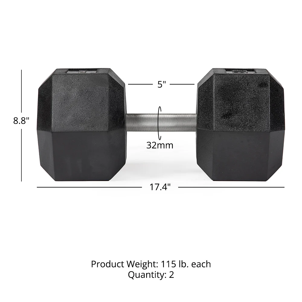 Scratch and Dent, 115 LB Straight Stainless Steel Hex Dumbbell - Image 5