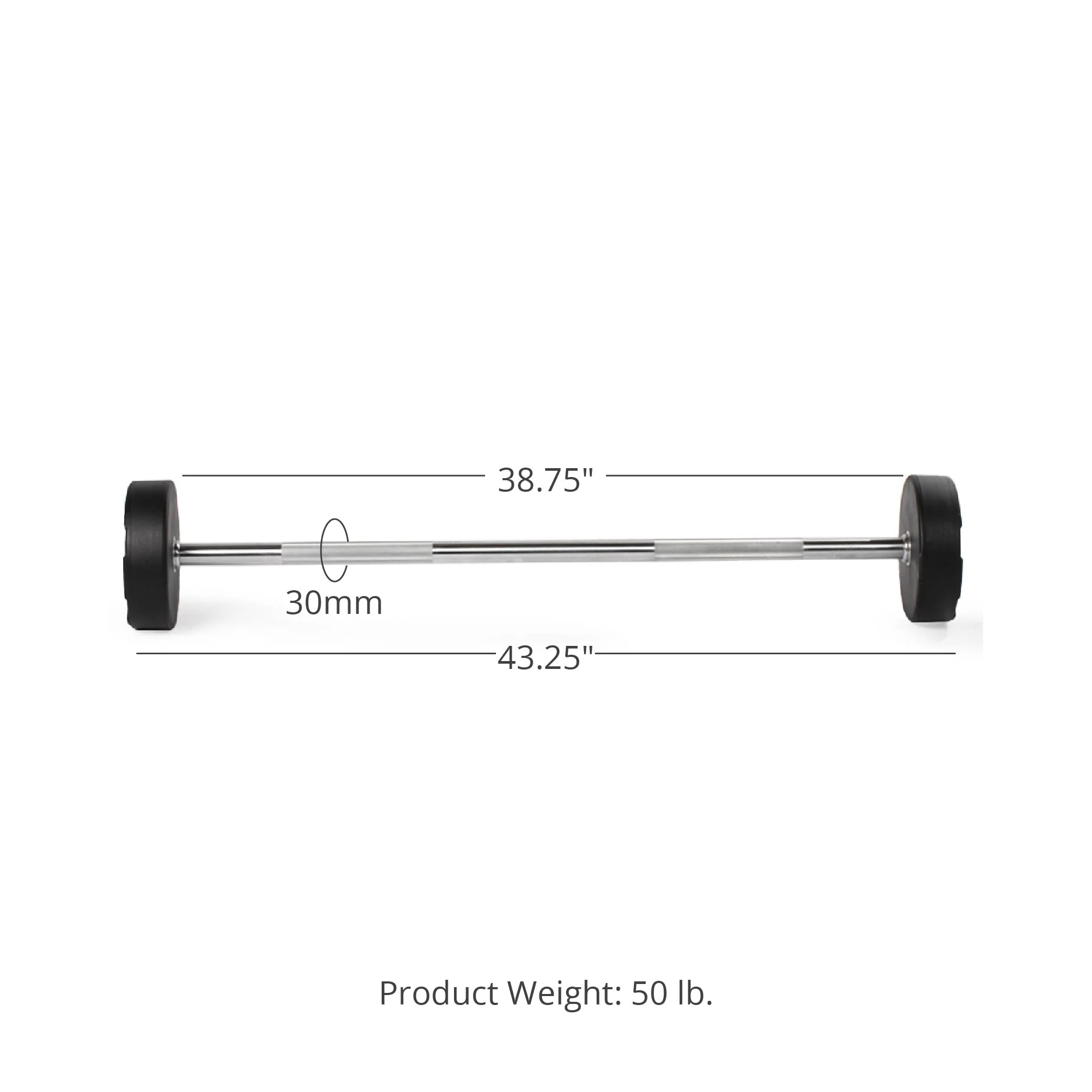 50 LB Straight Fixed Urethane Barbell - Image 8