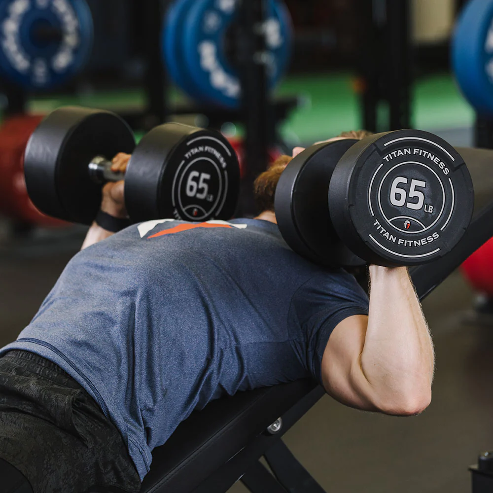 70 LB Pair Round Urethane Dumbbells - Image 3