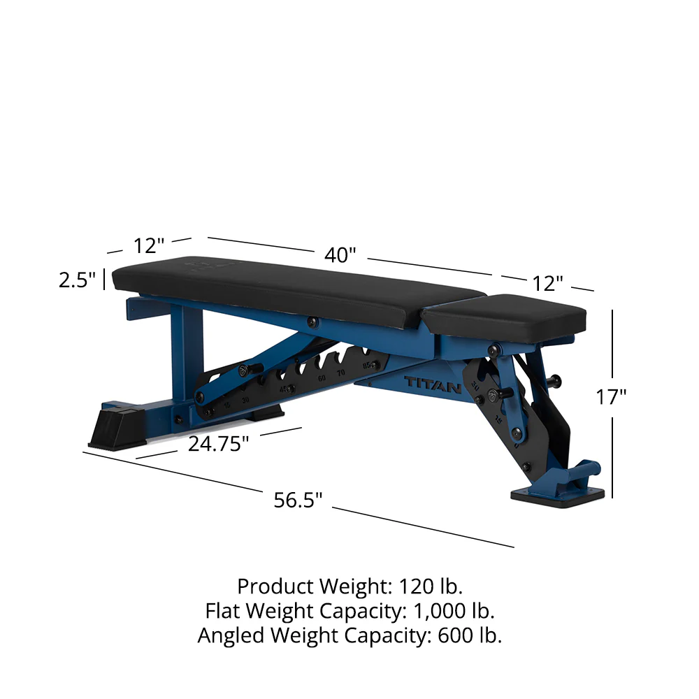 Scratch and Dent, TITAN Series Adjustable Bench Navy - Image 12