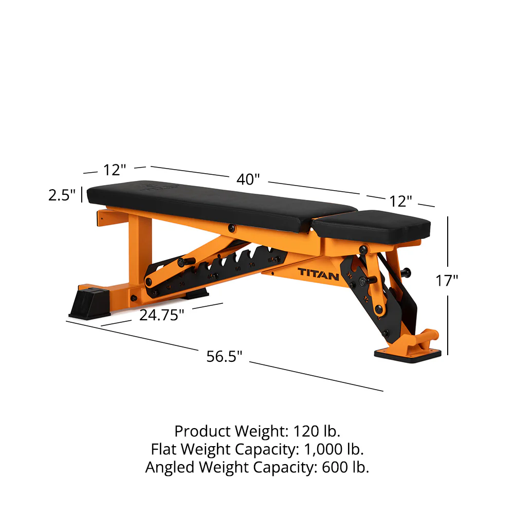 Scratch and Dent, TITAN Series Adjustable Bench | Orange - Image 12