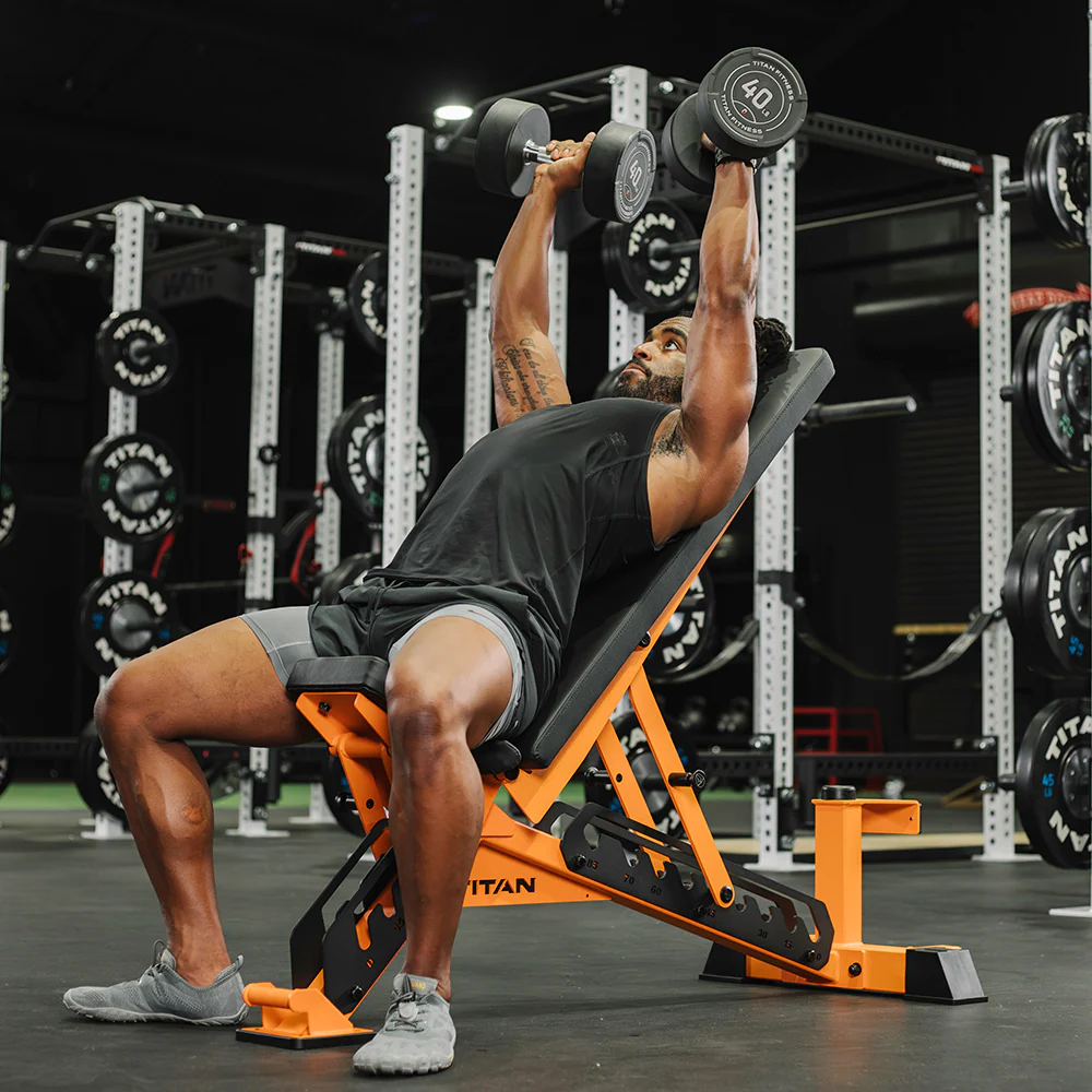 Scratch and Dent, TITAN Series Adjustable Bench | Orange - Image 3