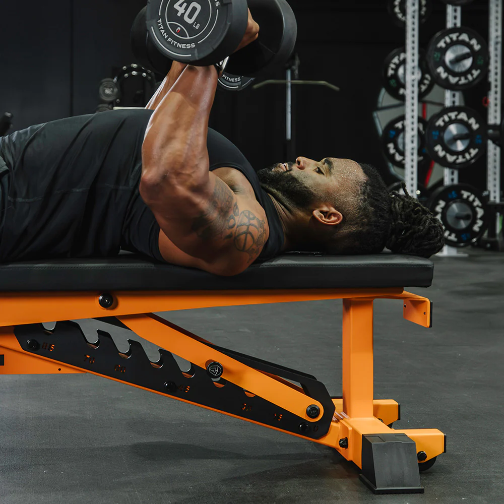 Scratch and Dent, TITAN Series Adjustable Bench | Orange - Image 5
