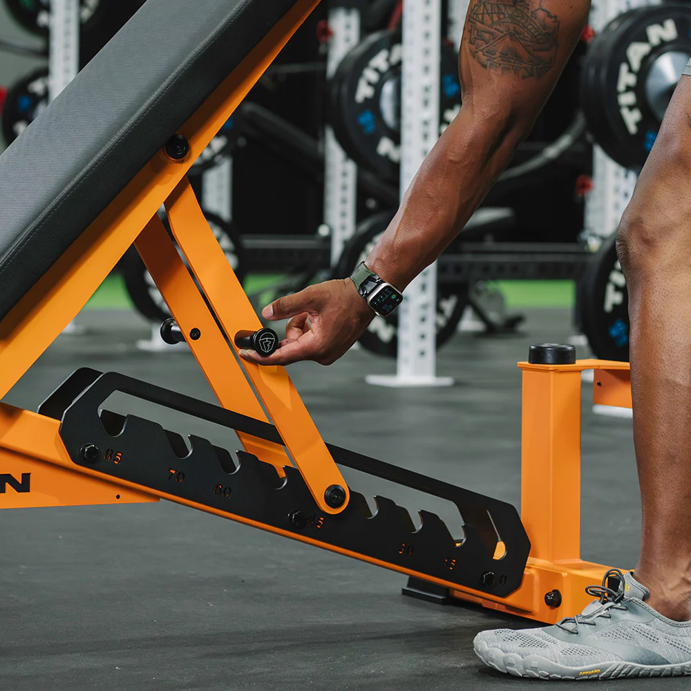 Scratch and Dent, TITAN Series Adjustable Bench | Orange - Image 8