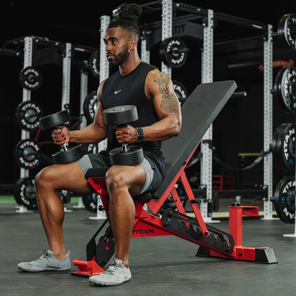 Scratch and Dent, TITAN Series Adjustable Bench | Red - Image 2