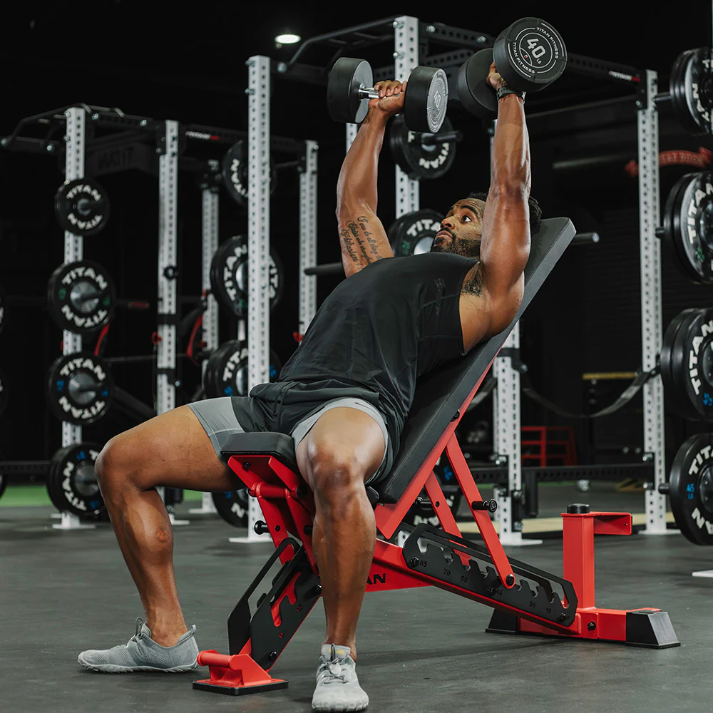 Scratch and Dent, TITAN Series Adjustable Bench | Red - Image 3