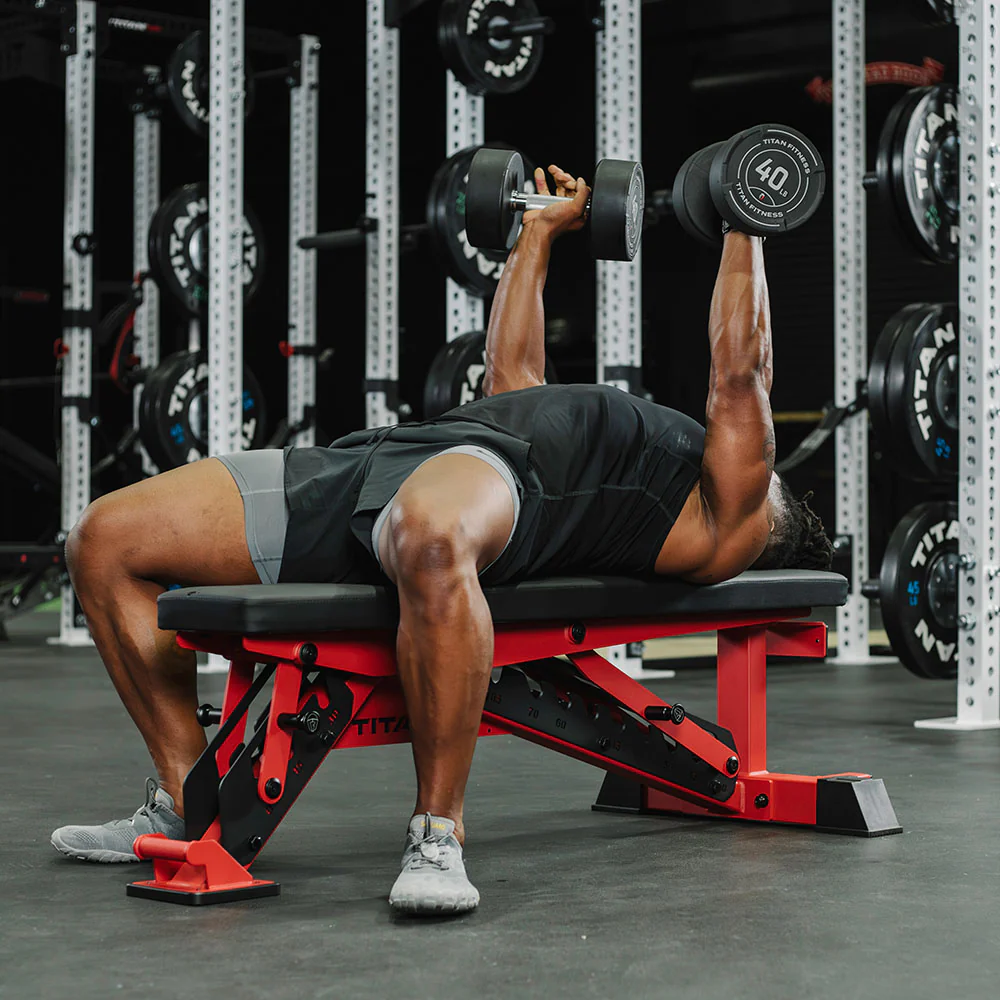 Scratch and Dent, TITAN Series Adjustable Bench | Red - Image 4