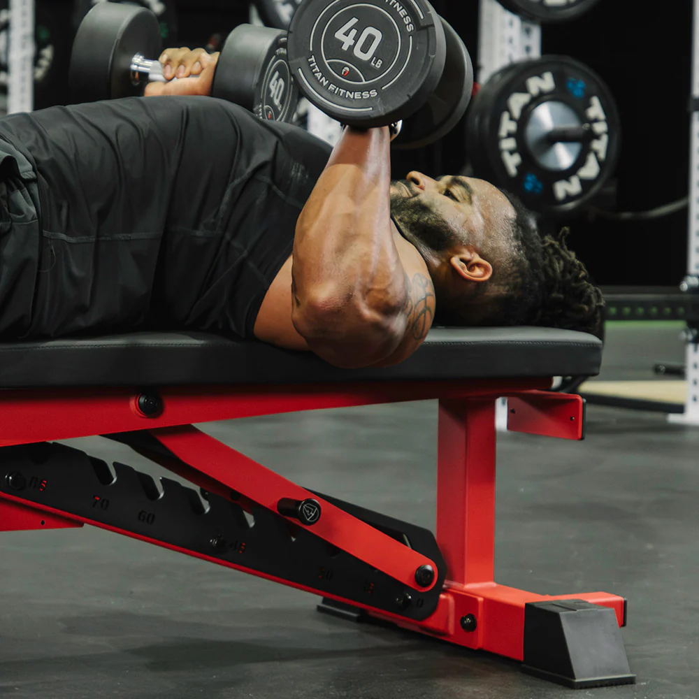 Scratch and Dent, TITAN Series Adjustable Bench | Red - Image 5