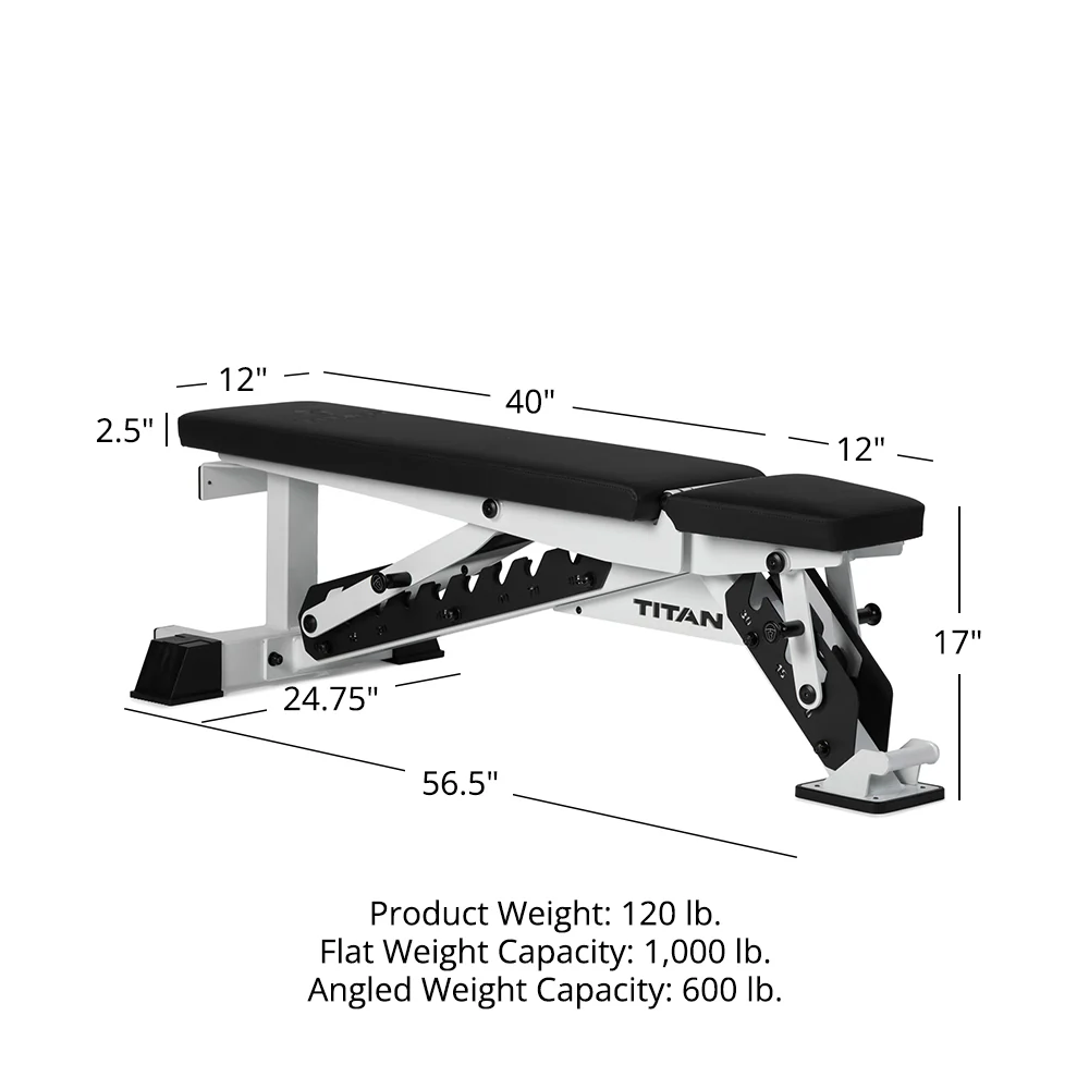 Scratch and Dent, TITAN Series Adjustable Bench | White - Image 12