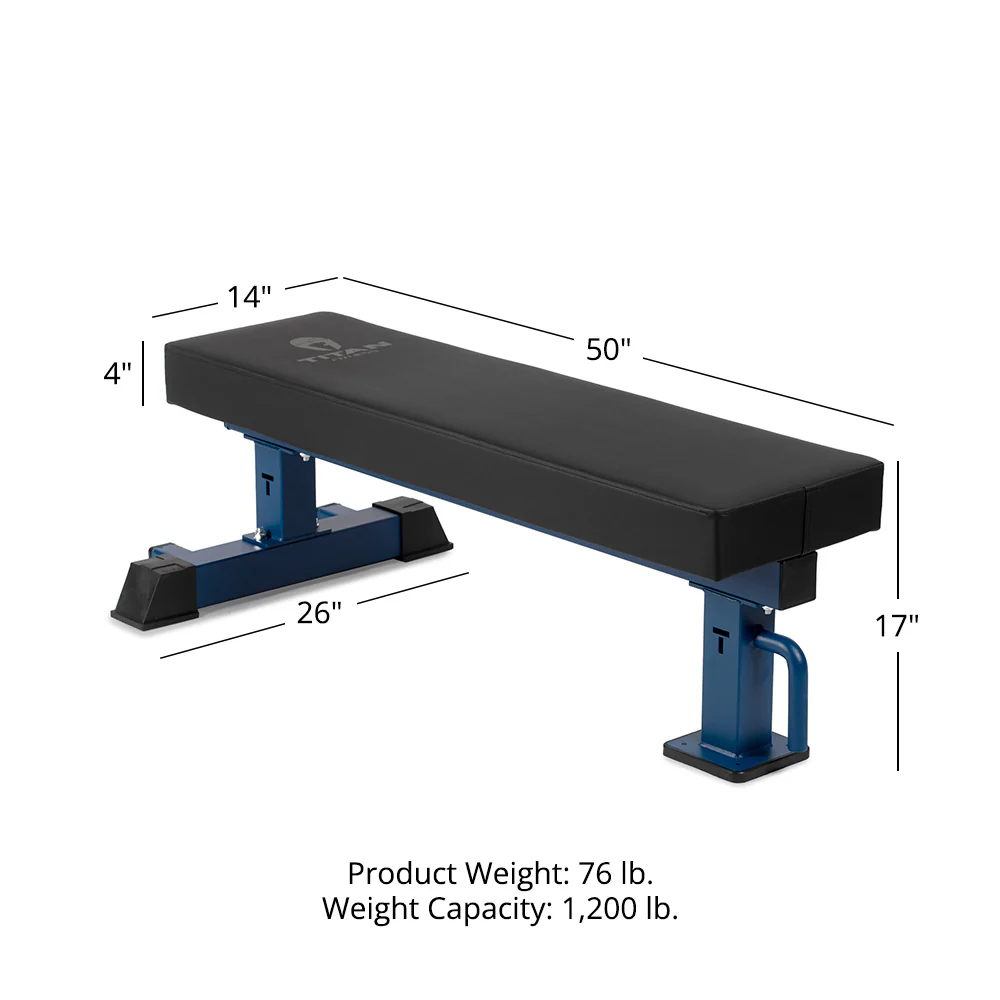 Scratch and Dent, TITAN Series Single Post Flat Bench | Navy - Image 12