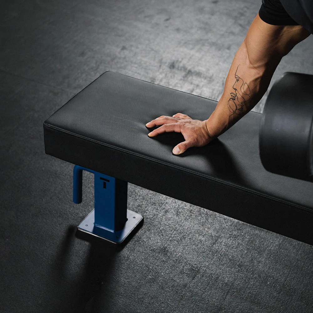 Scratch and Dent, TITAN Series Single Post Flat Bench | Navy - Image 3