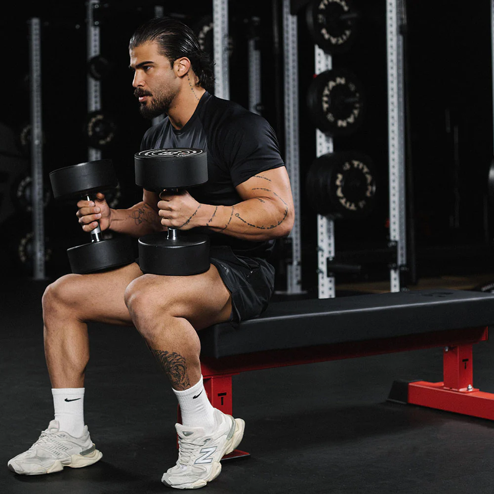 Scratch and Dent, TITAN Series Single Post Flat Bench | Red - Image 4