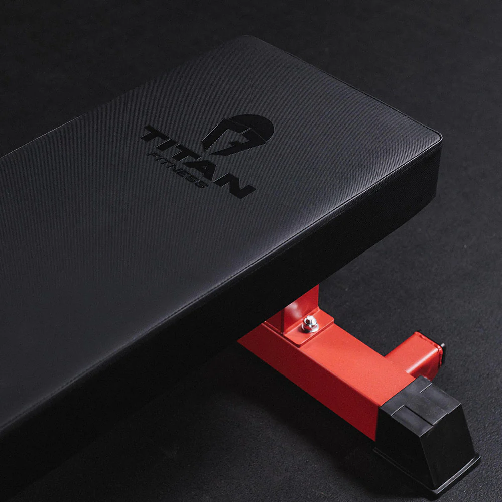 Scratch and Dent, TITAN Series Single Post Flat Bench | Red - Image 7