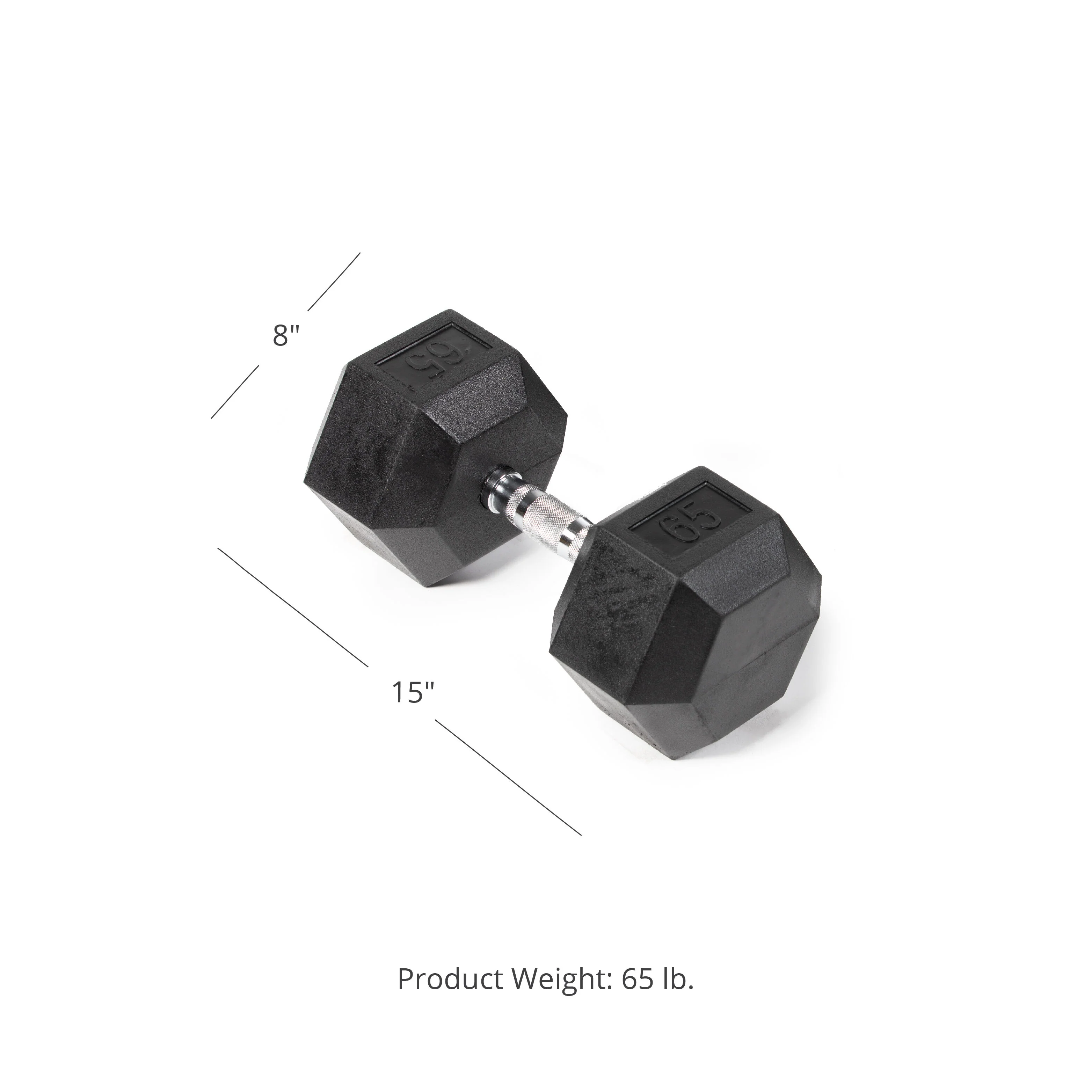Scratch and Dent - 65 LB Rubber Hex Dumbbell - Single - FINAL SALE