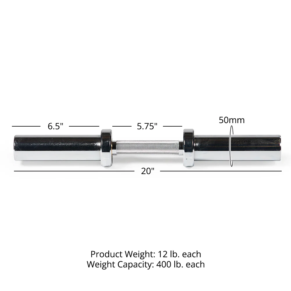 Scratch and Dent, Loadable 20" Olympic Dumbbell Handles - Pair - Image 8