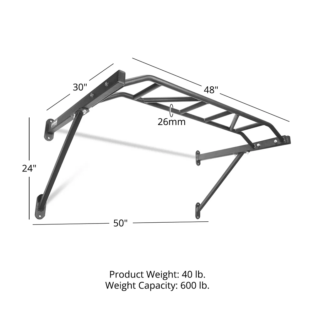 Scratch and Dent, 48" Wall Mounted Multi Pull-Up Bar - Image 2