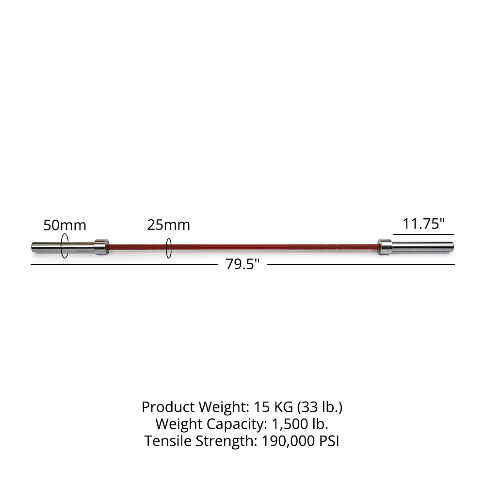 Scratch and Dent, TITAN Series Women’s Olympic Barbell | Red Cerakote - Image 10